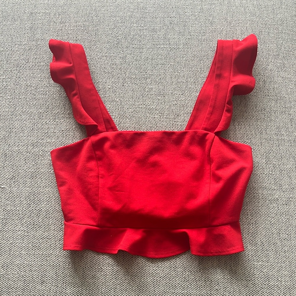 Red ruffle crop top